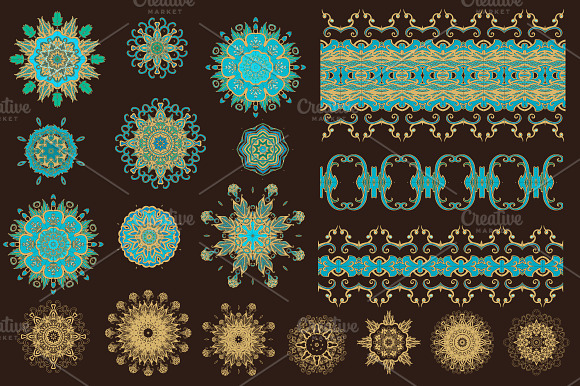 Turquoise-golden ornaments preview 2