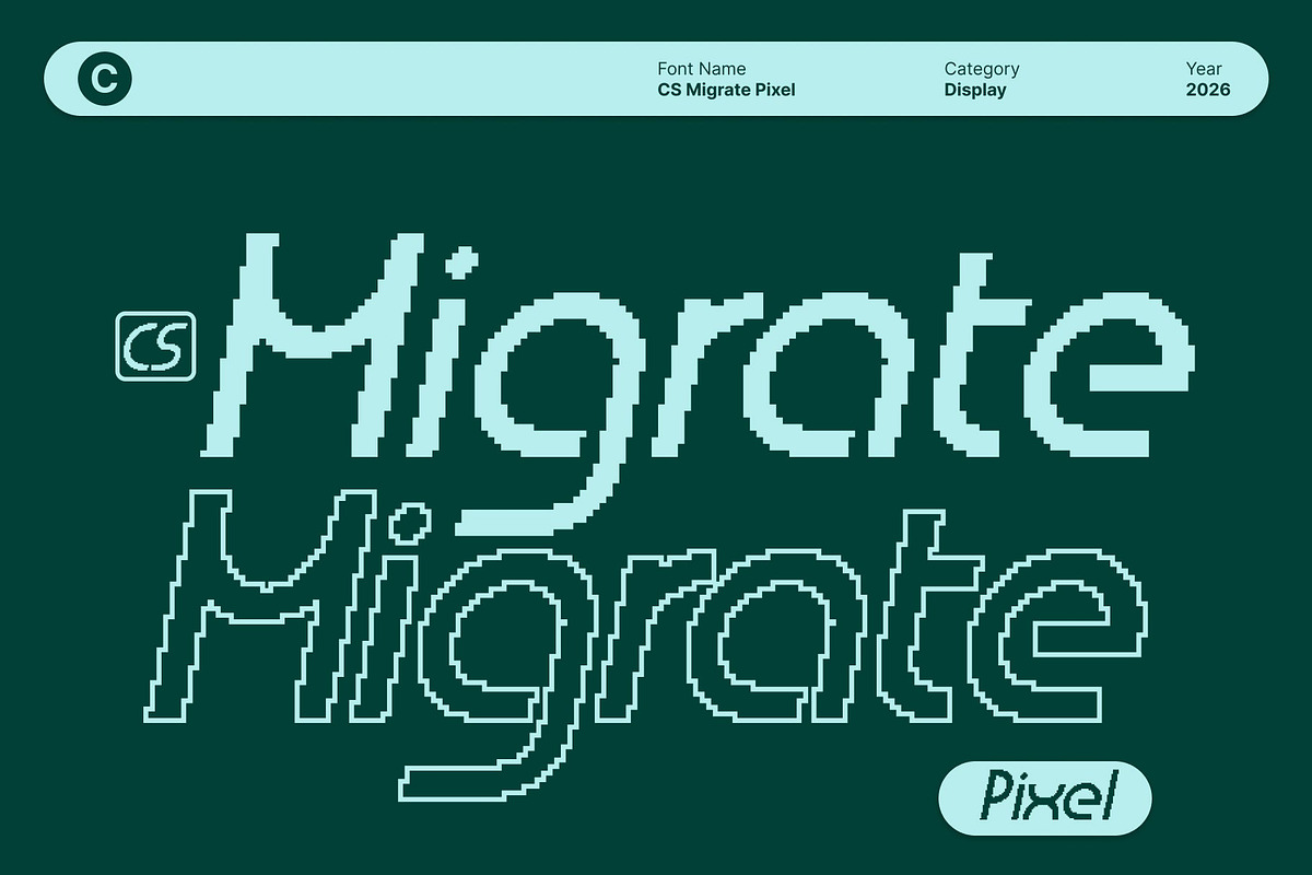 CS Migrate Pixel, a Sans Serif Font by Craft Supply Co. (Photo 1 of 8)