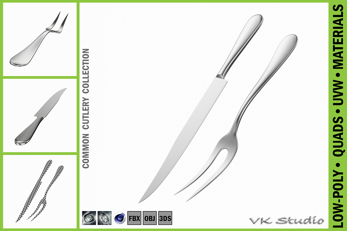 Carving Knife and Fork Common Cutler, an Object 3D Model by VK Studio (Photo 1 of 7)