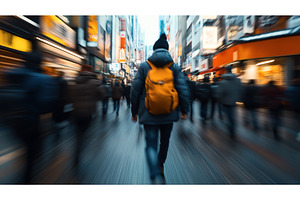 A Person With A Yellow Backpack