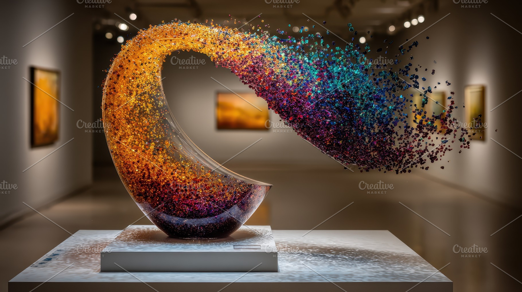 Colorful glass sculpture art install, an Abstract Photo by Pixeness Studio