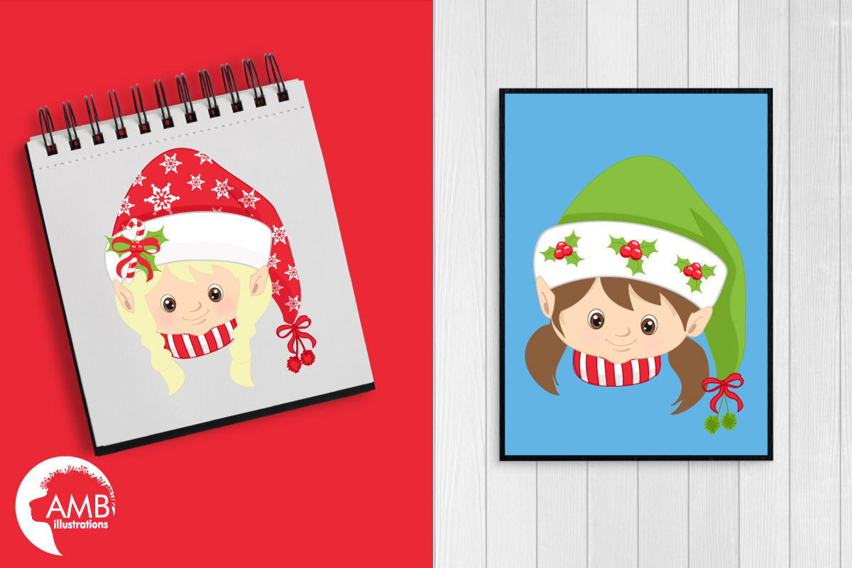 Christmas Faces Clipart, AMB-191, an Illustration by AMBillustrations (Photo 5 of 5)