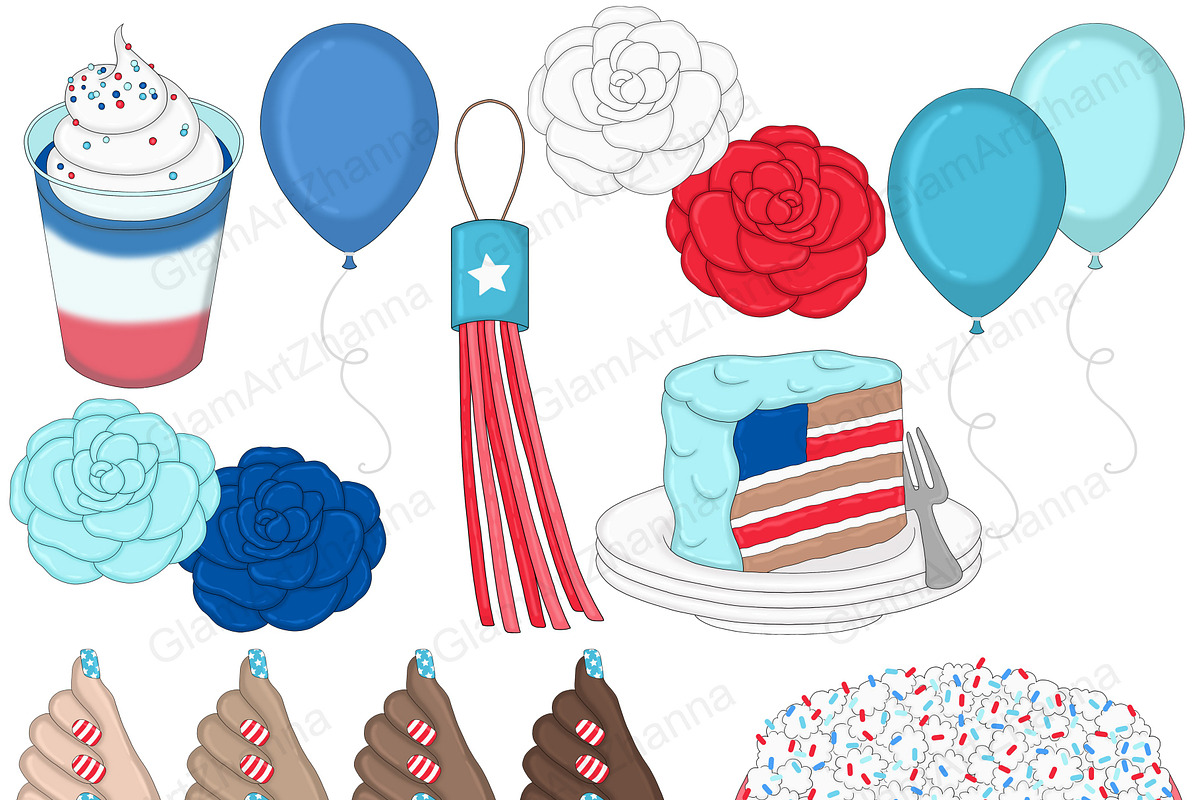 4th of July Bright Clipart, a Seasonal Illustration by GlamArtZhanna (Photo 4 of 4)