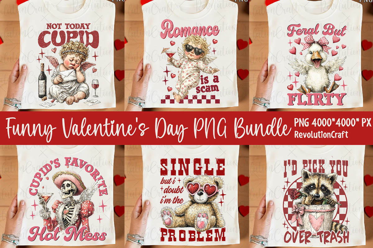 Funny Valentine's Day PNG Bundle, an Illustration by OK Design (Photo 1 of 7)