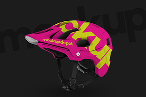 4K Mountain Bike Helmet PSD Mockup