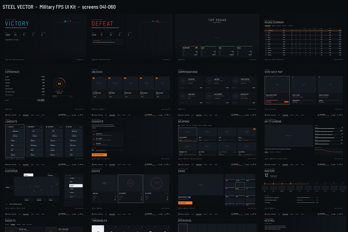 Military FPS Game 100 Screens, an UI Kit Template by pawellpi (Photo 14 of 116)