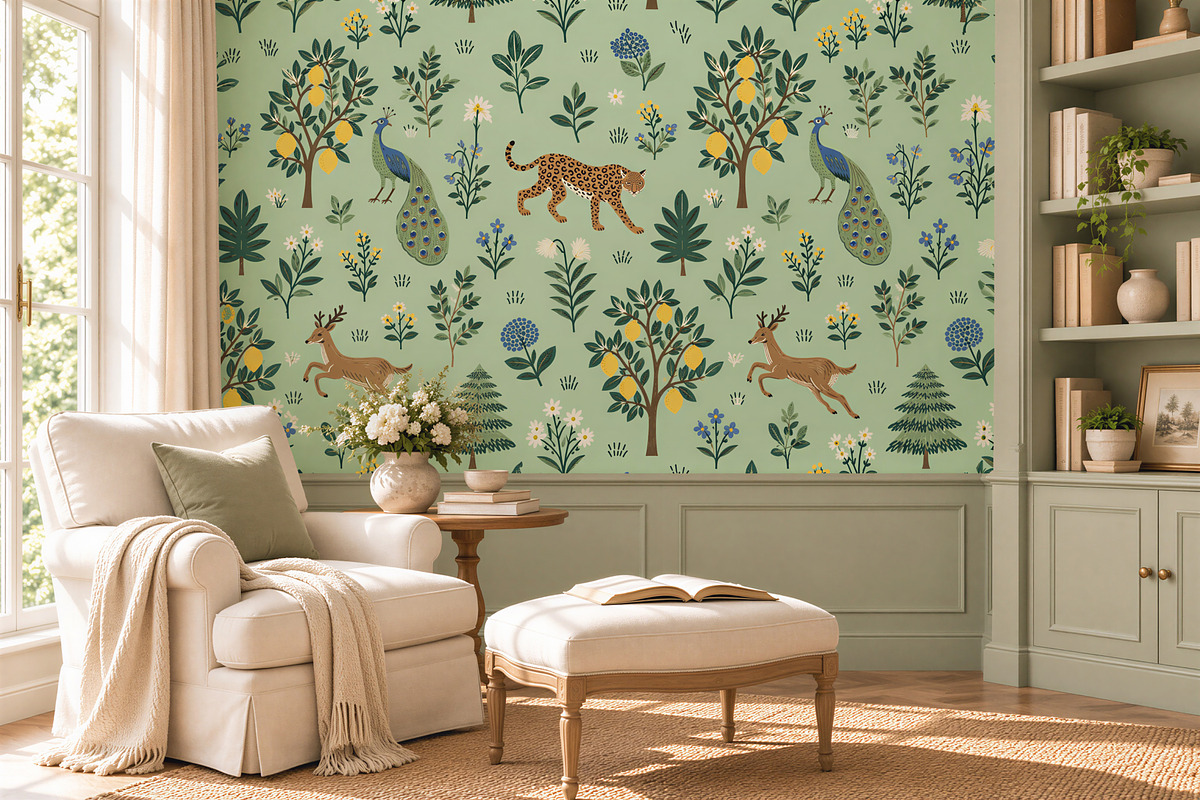 Exotic Garden I Mint Wallpaper, a Wallpaper Graphic by by creative paper (Photo 10 of 15)