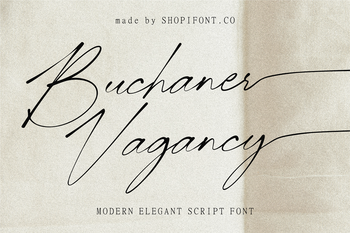 Buchaner Vagancy, a Script Font by Shopifont.co (Photo 1 of 13)