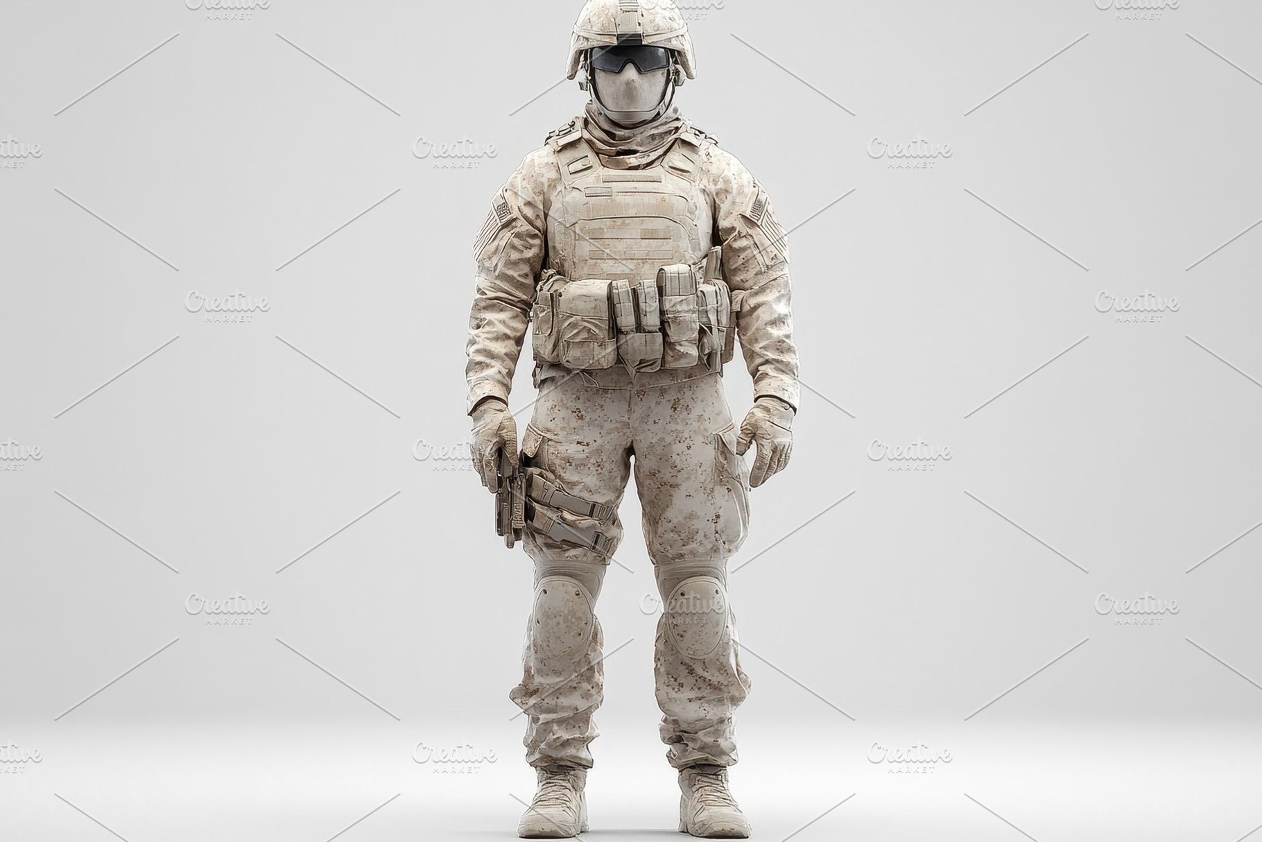 Modern soldier in tactical gear stan, a Photo by Tanuart
