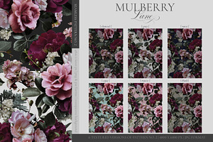 Mulberry Floral Clip Art Pattern Kit