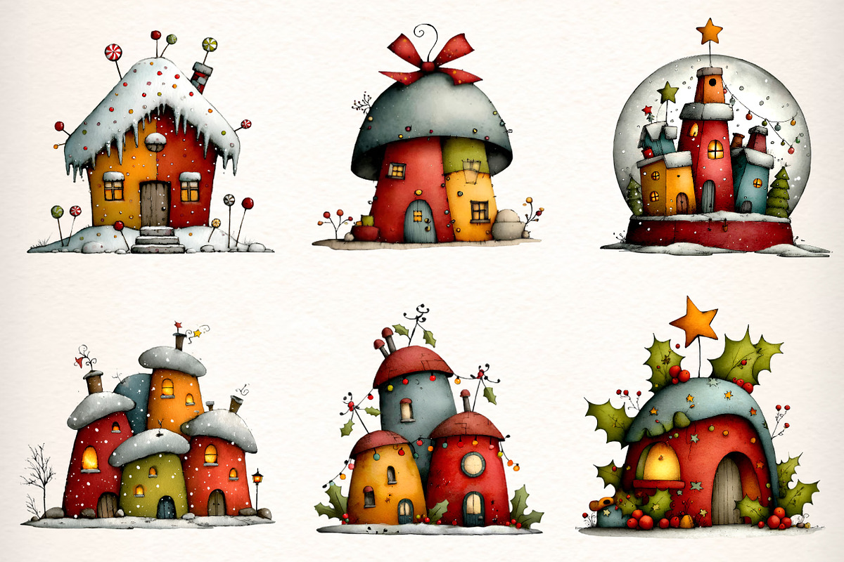 Whimsical Christmas House Clipart, an Illustration by Dream Creation (Photo 4 of 7)