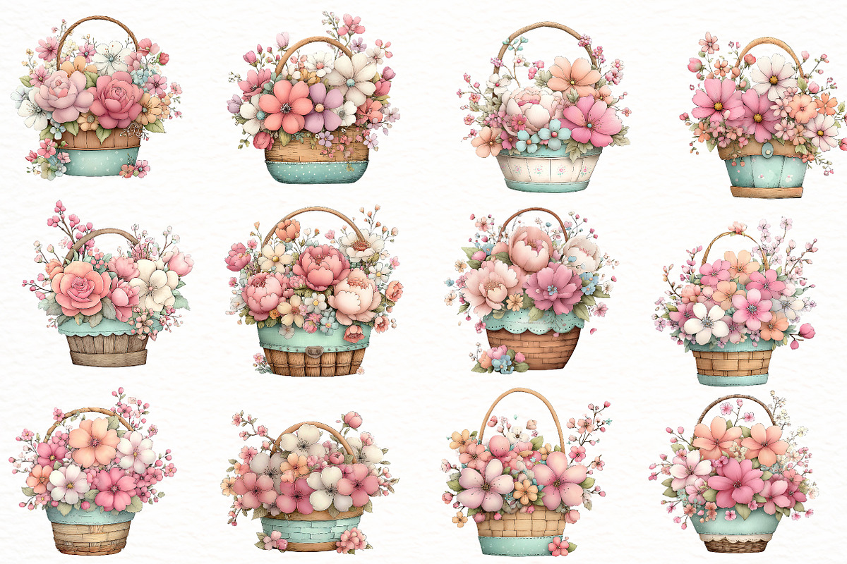 Whimsical spring basket clipart, an Illustration by Designworld (Photo 4 of 5)