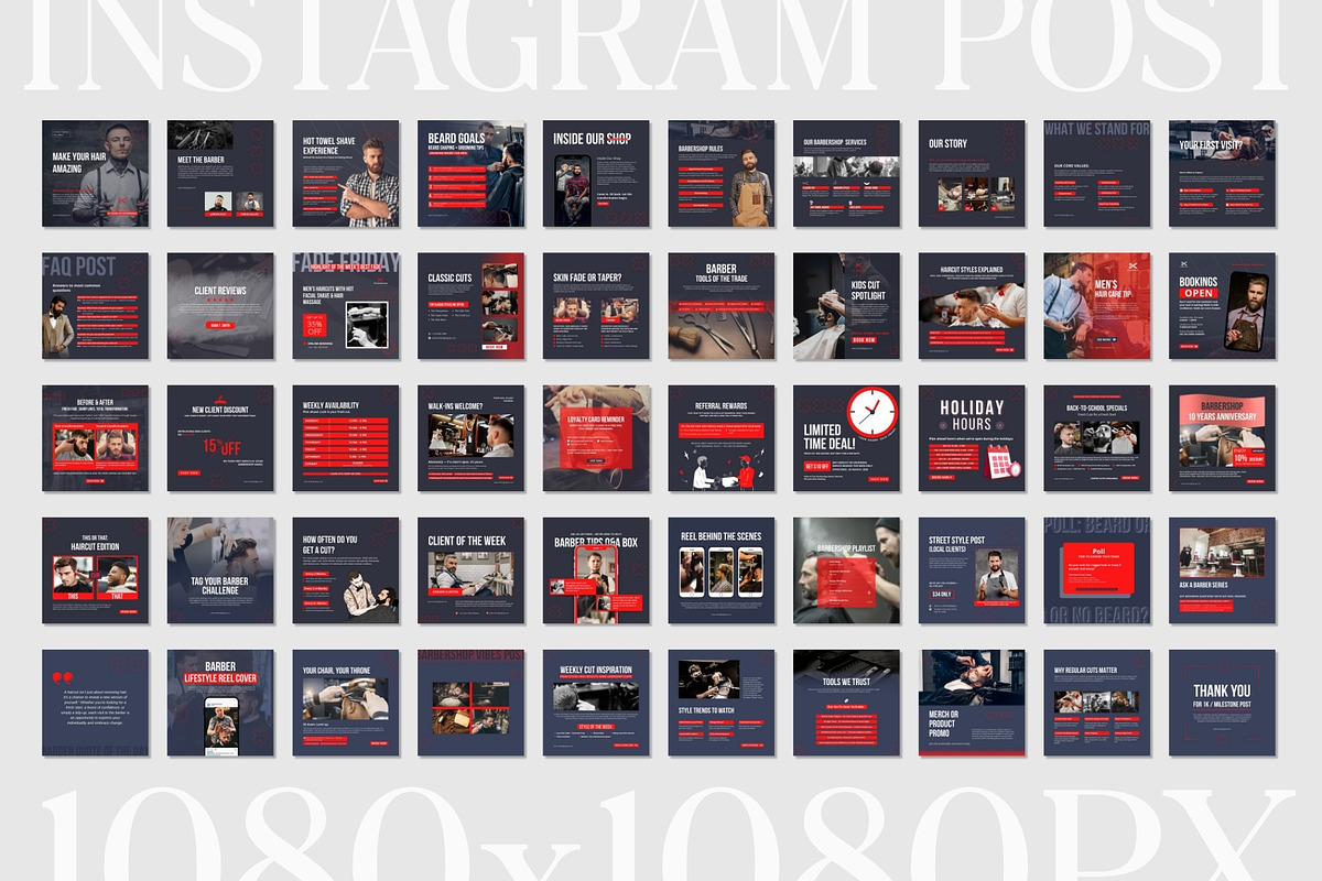Barber Shop Salon Instagram Kit, a Social Media Template by TheBrightGrap (Photo 10 of 12)