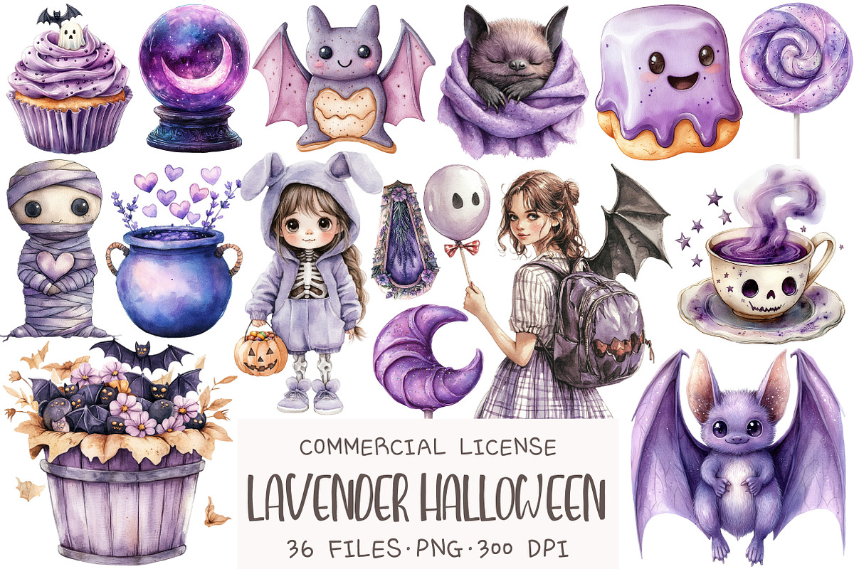 Lavender Halloween Clipart, an Illustration by OK Design (Photo 1 of 5)