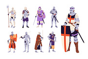 Medieval knights set + cards, a Person Illustration by PaperTrident (Thumbnail 1 of 7)