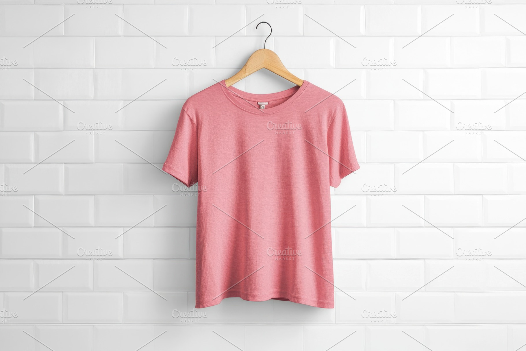 Pink T-shirt on Wooden Hanger Agains, a Beauty & Fashion Photo by Pixeness Studio