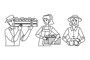 farmer apple picking vector, a Person Illustration by pikepicture