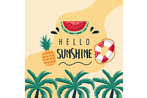 hello summer lettering card, an Illustration by studiogstock