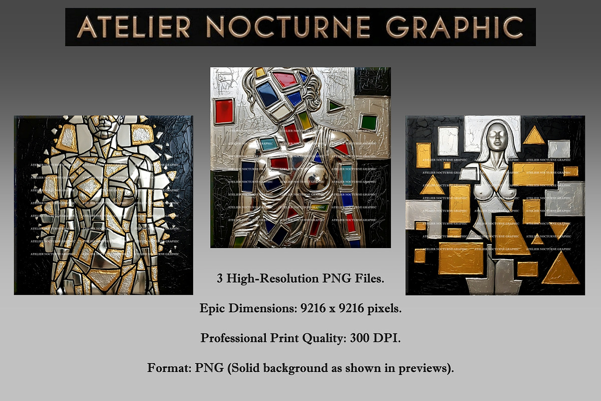 3 Metallic Abstract Female Portrait, a Texture Graphic by Atelier Nocturne Graphic (Photo 1 of 5)