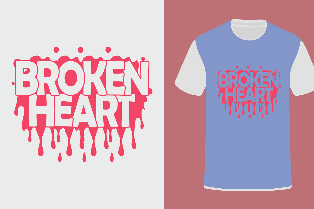 Broken Heart T Shirt Design, a Print Template by Active Designers (Photo 6 of 6)