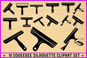 10 Squeegee Silhouette Clipart Set, an Illustration by Designer_Momina