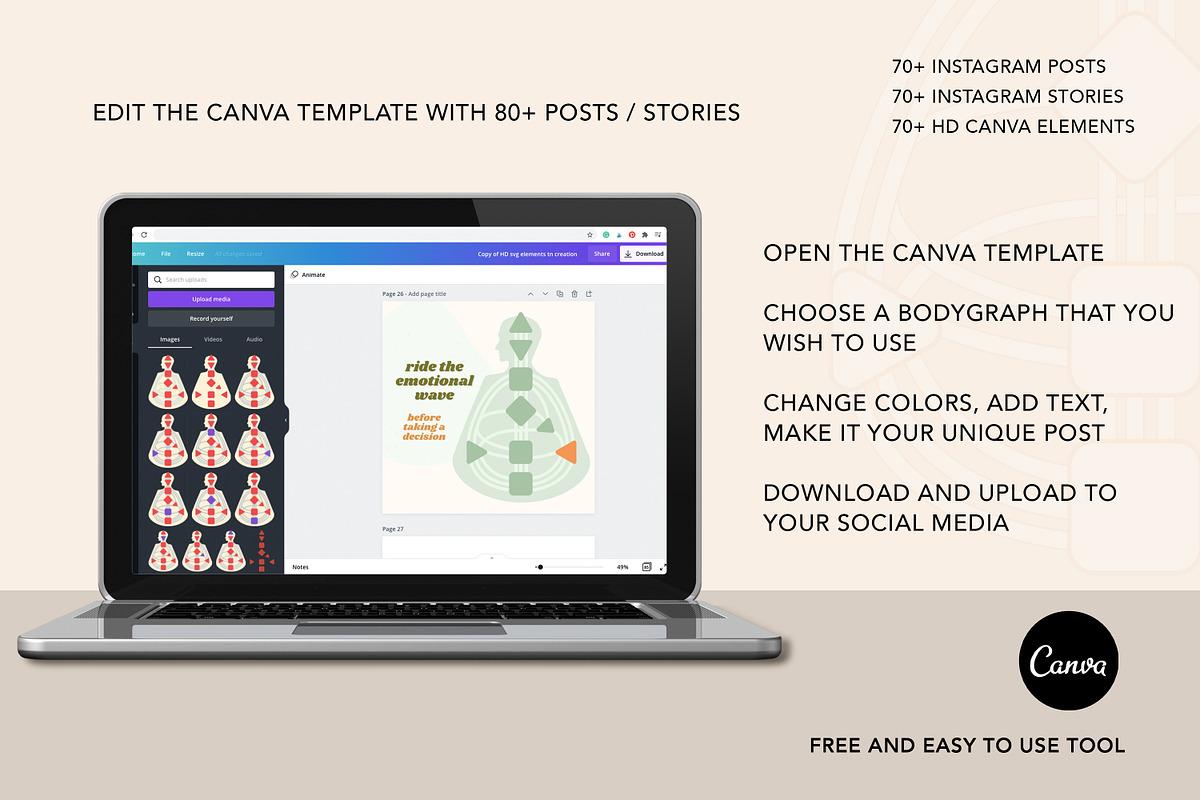 Human Design Instagram Creator CANVA, a Social Media Template by Backyard Rose (Photo 6 of 11)