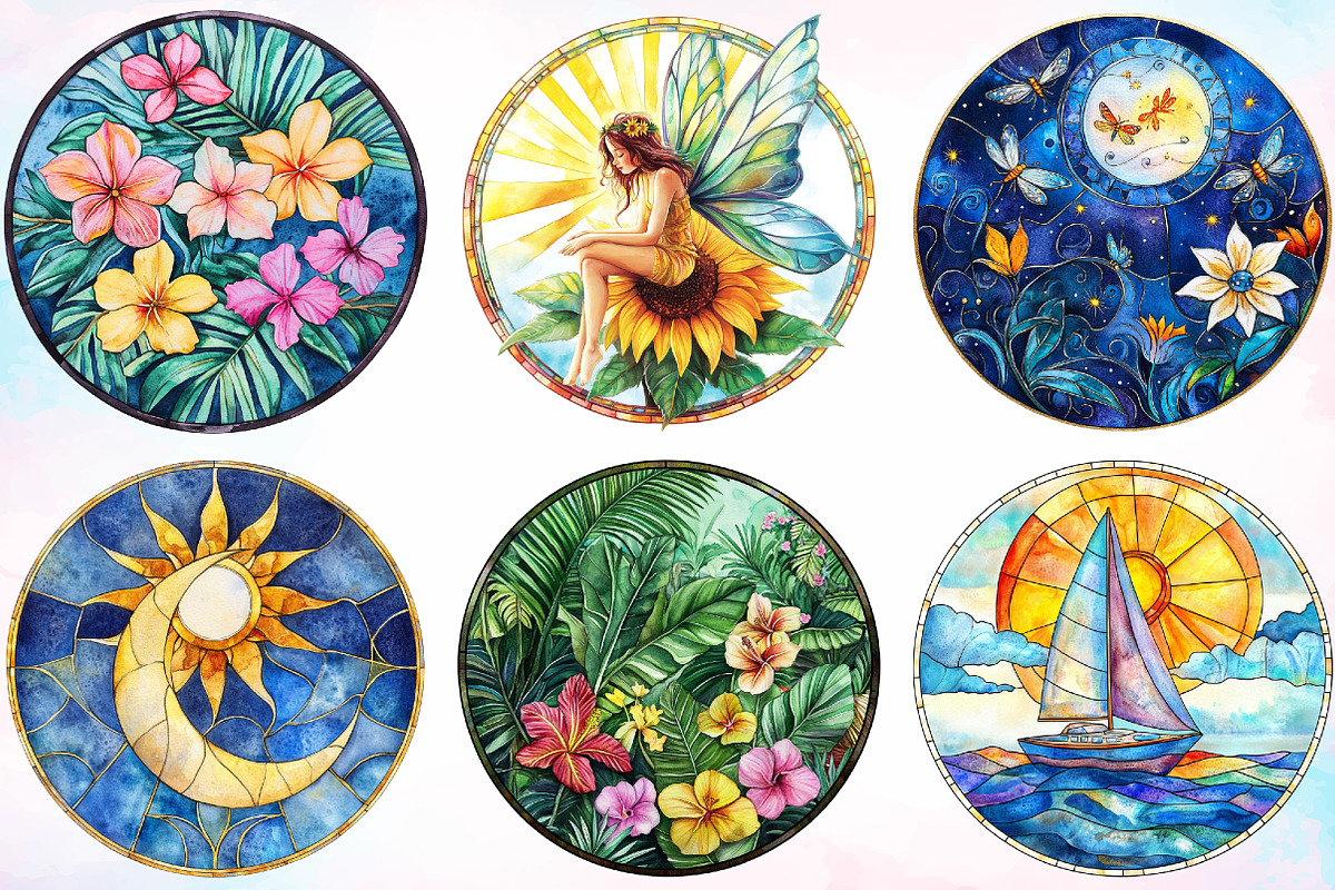 Round Stained Glass Summer, an Illustration by Canvas Craft (Photo 4 of 5)