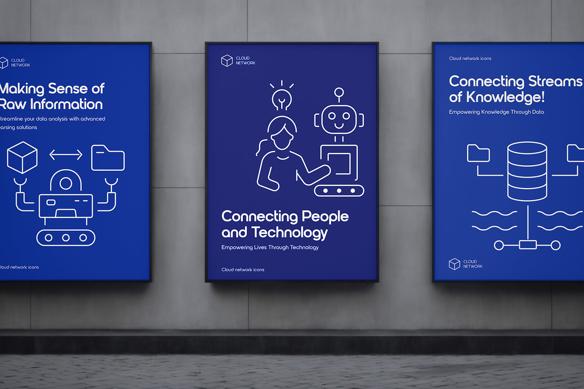 Cloud Network Icons, an Outline Icon by Prosymbols (Photo 3 of 7)