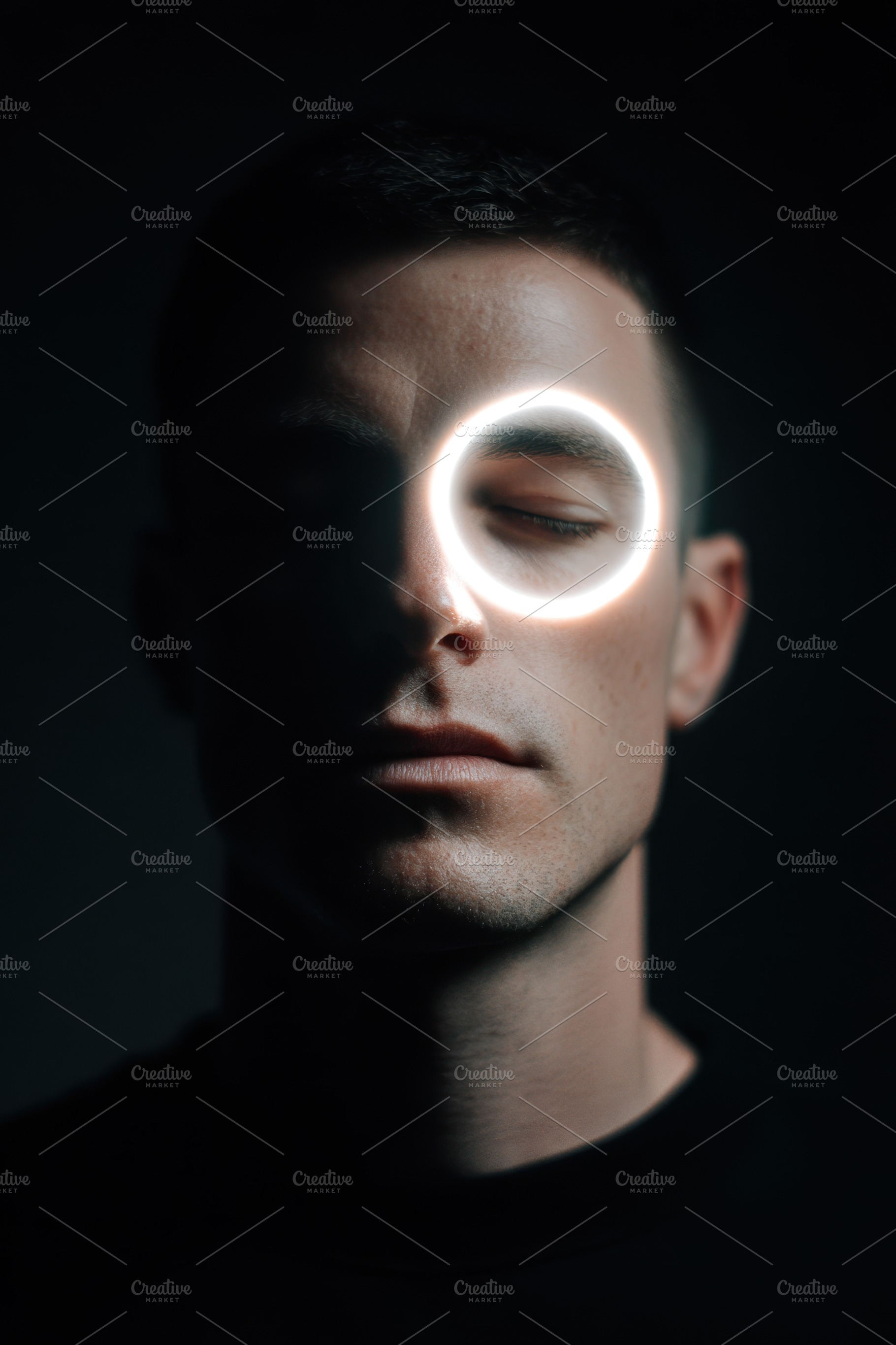 Mysterious portrait with glowing light effect, a Person Photo by AlyaAnd