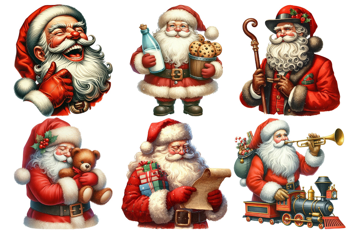 Retro Santa Clipart, an Illustration by Pixels.Craft (Photo 3 of 7)