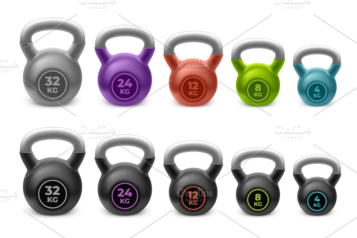 Realistic kettlebells. 3d weight, a Sport Illustration by Stock-Smart-Start
