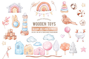 Wooden Toys. Kids Watercolor Set