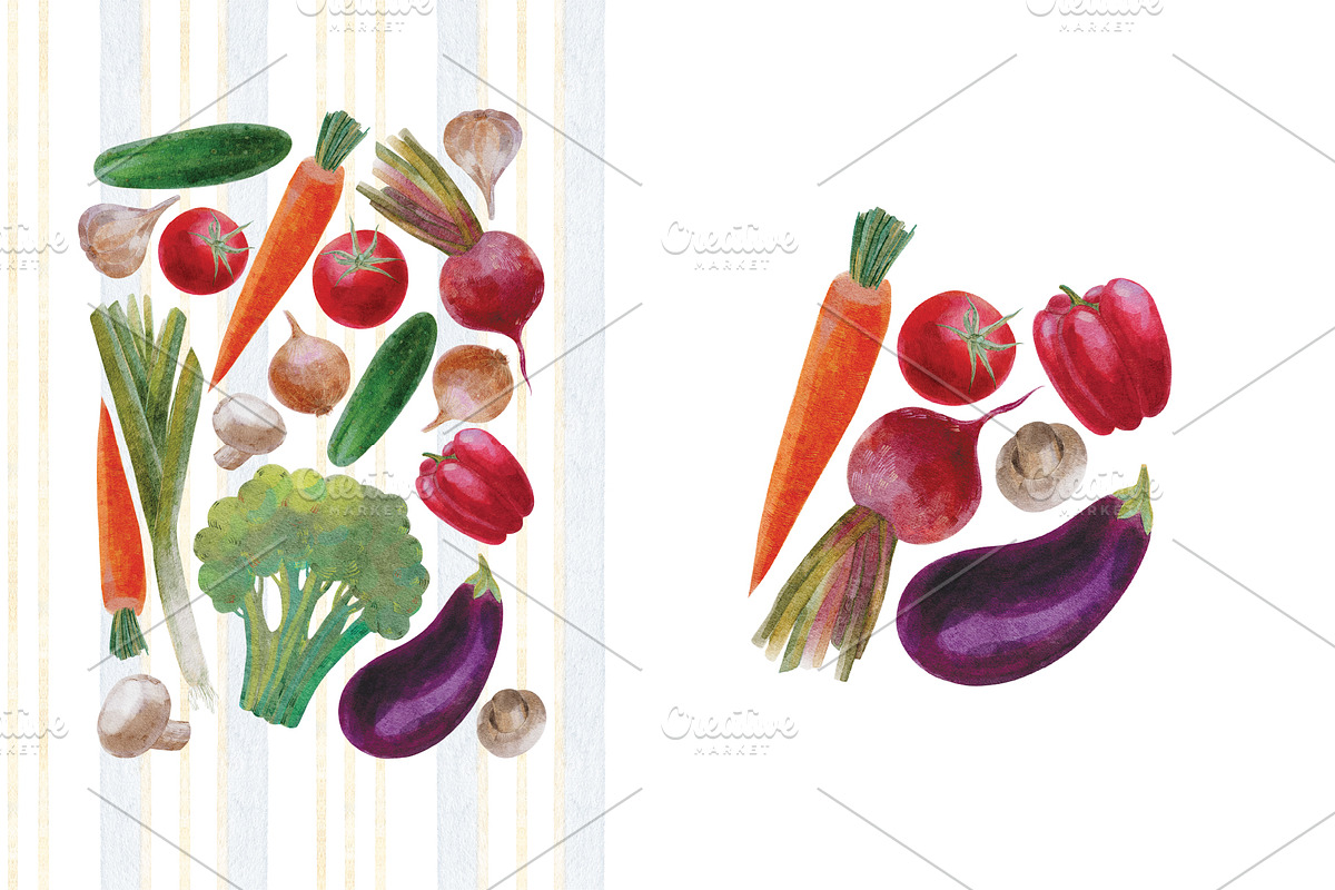 Watercolour Vegetables Collection, a Pattern Graphic by Maria Budarkiewicz (Photo 9 of 11)