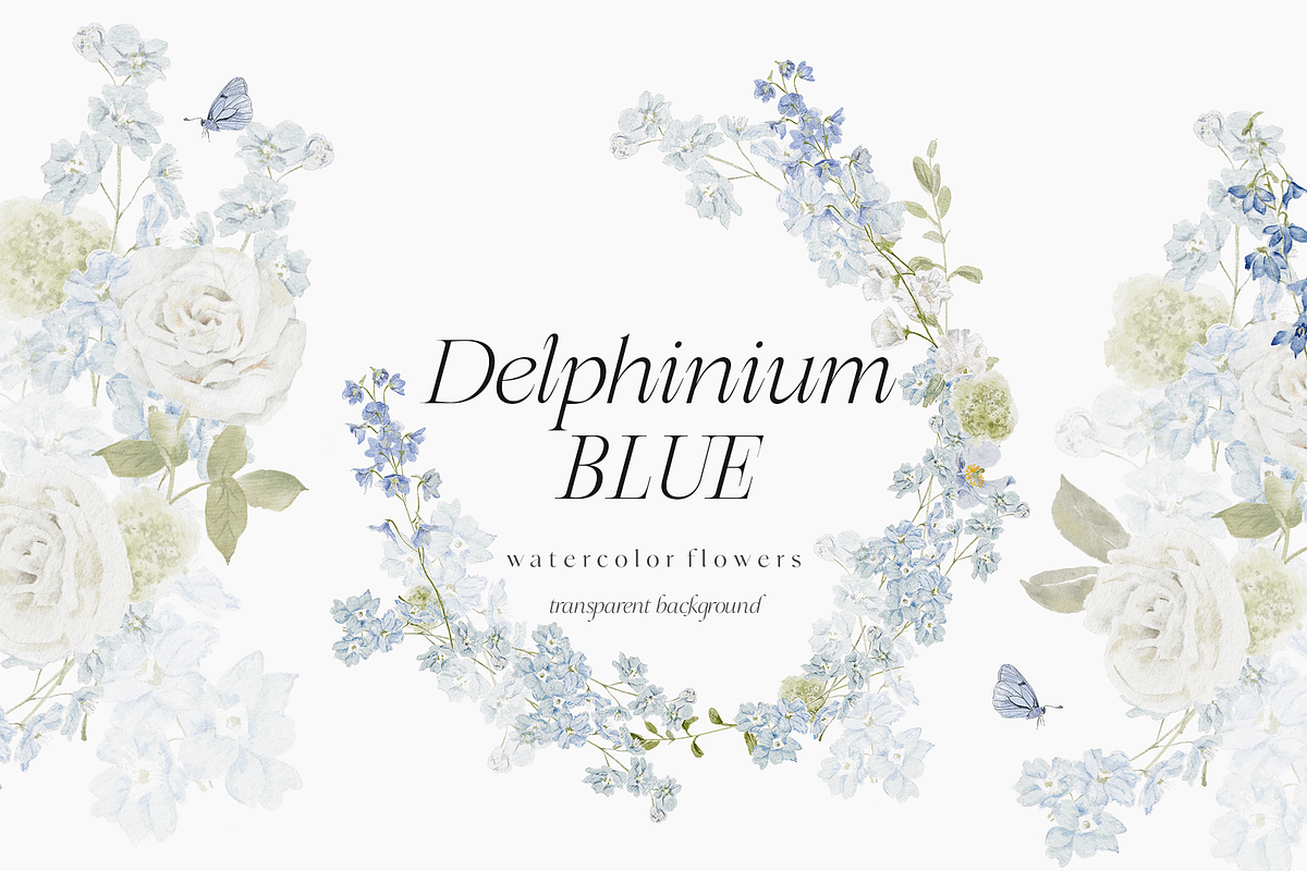 Delphinium blue Delicate Flowers, a Decorative Illustration by Grace Noboa Illustrations (Photo 2 of 9)