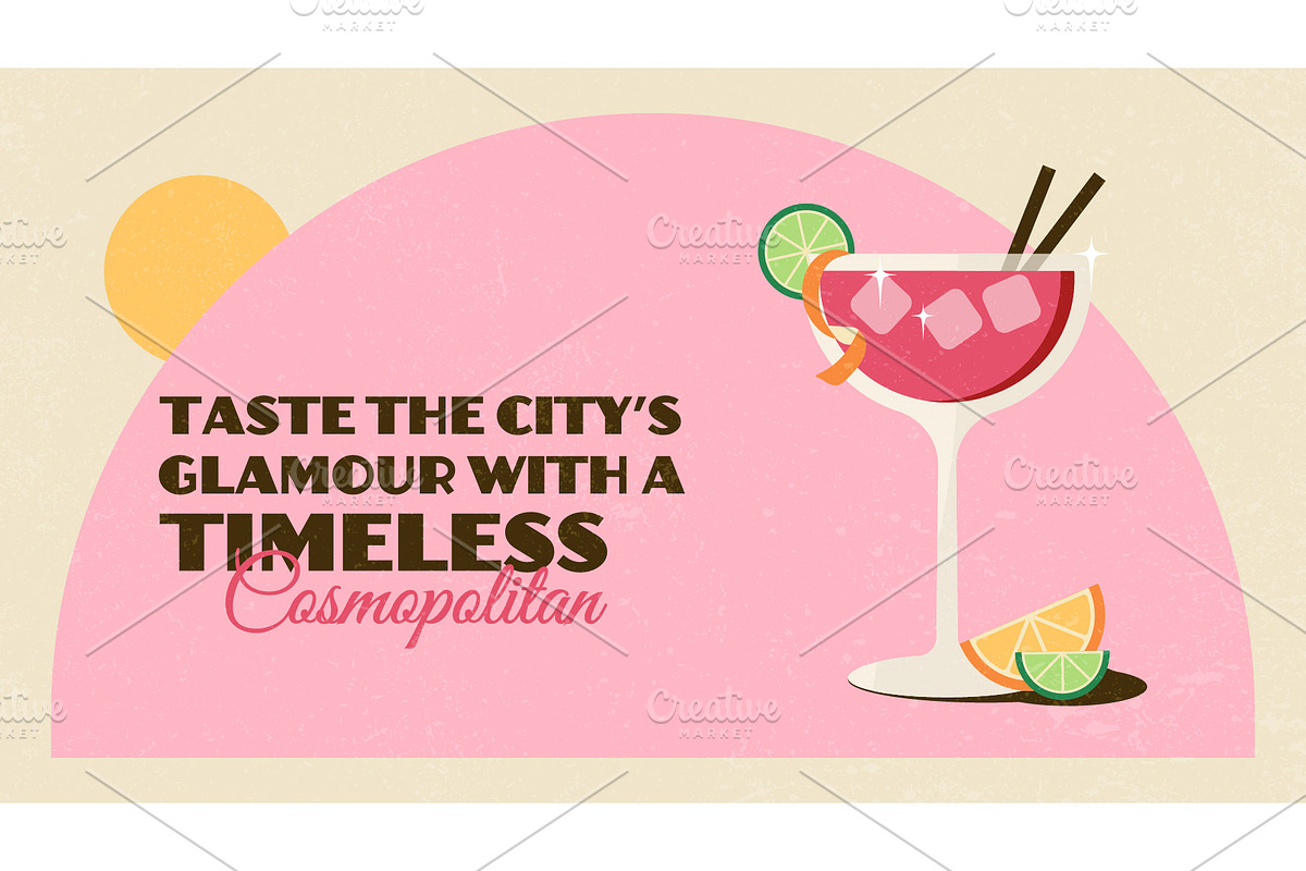 10 Summer Retro Cocktail Banners, a Seasonal Illustration by Soulprint Mercury (Photo 10 of 12)