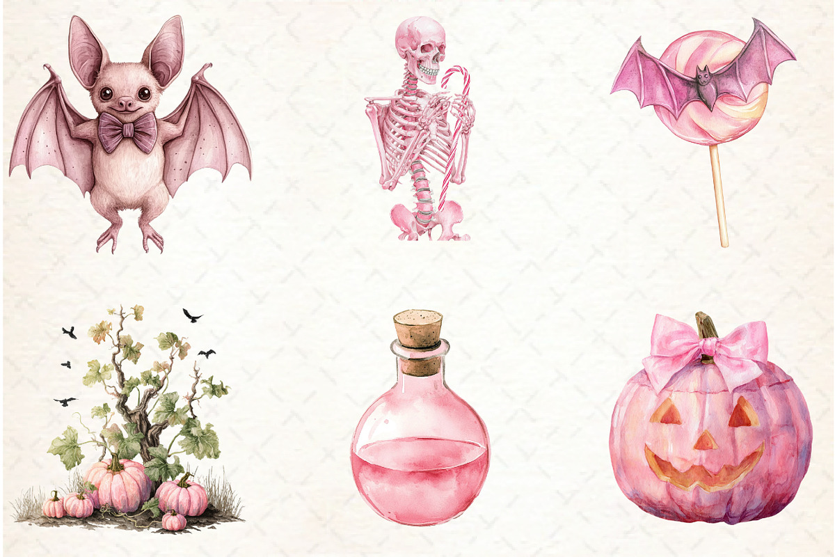 Pastel Pink Halloween PNG Clipart, a Graphic by Libby Wishes (Photo 6 of 6)