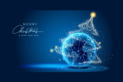 Cyber Christmas Vector Background, a Wallpaper Graphic by Valenty (Thumbnail 1 of 3)