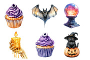 Watercolor Pumpkin Halloween Clipart, an Illustration by SinaCreation (Thumbnail 3 of 5)