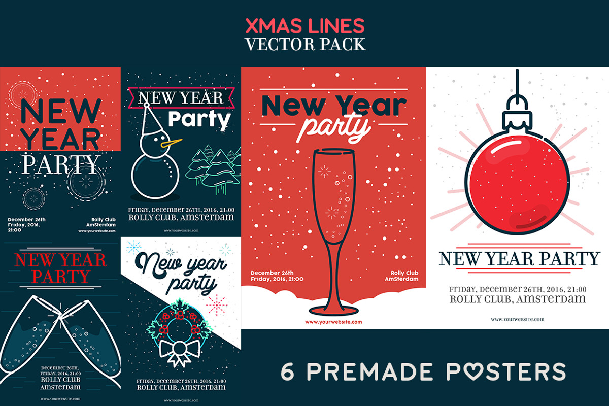XMAS LINES Vector Pack + Bonus, a Flyer Template by RSO (Photo 3 of 5)