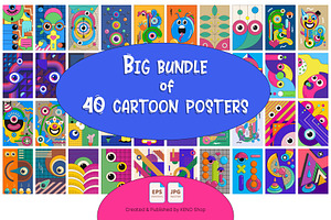 Big bundle 40 cartoon posters. Art., an Animal Illustration by KENO Mascots
