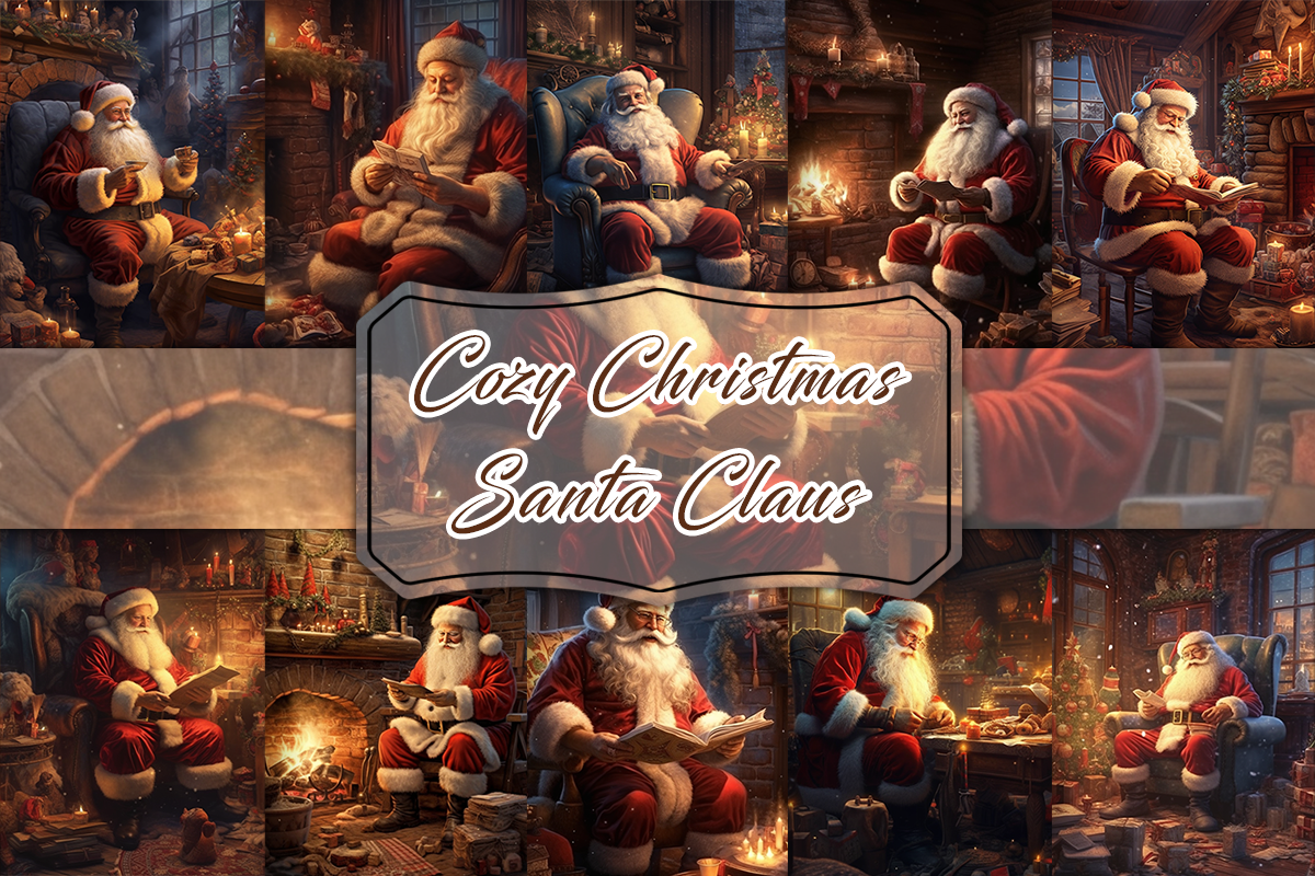 Cozy Christmas Santa Claus Textures, a Background Graphic by AdriOP