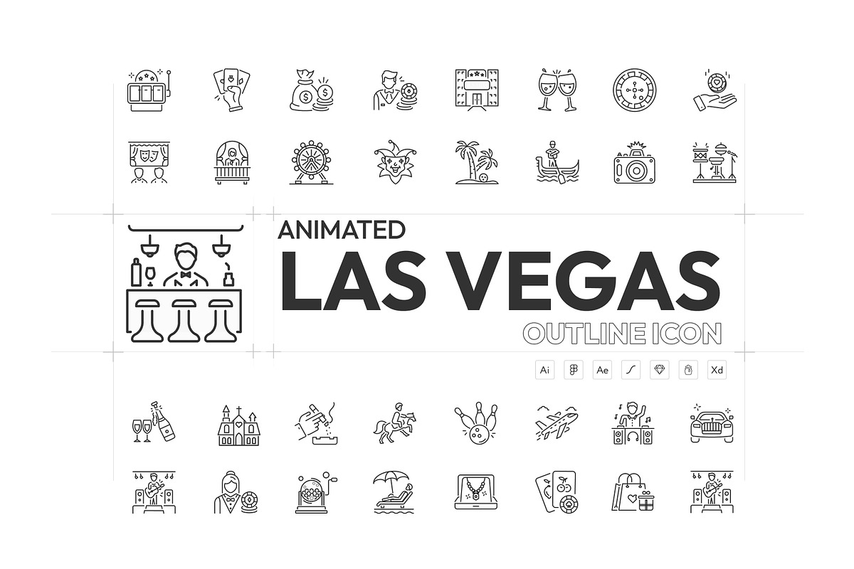 Animated Las Vegas Icons, an Outline Icon by Prosymbols (Photo 1 of 6)