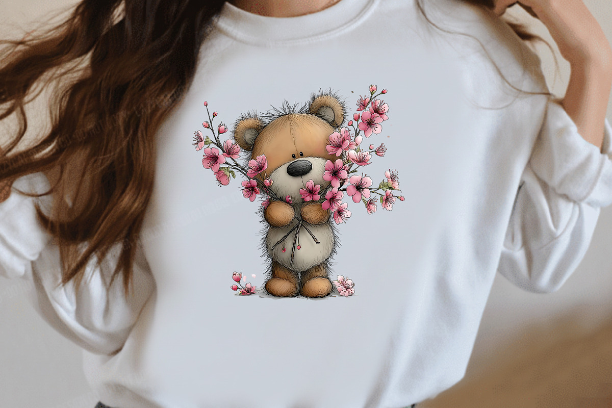 Whimsical spring teddy bear clipart, an Illustration by Designworld (Photo 7 of 10)