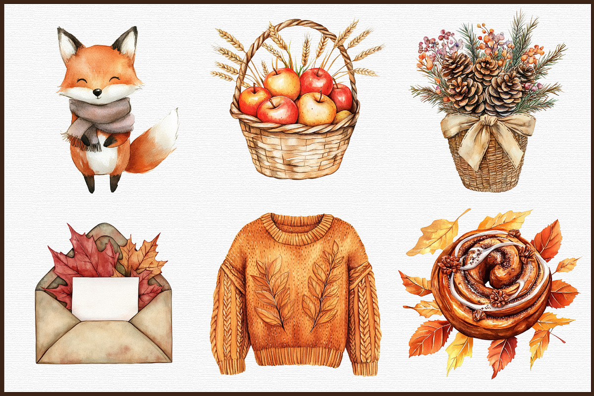 Watercolor Hello Autumn Clipart, an Illustration by Sublimation Artist (Photo 3 of 6)