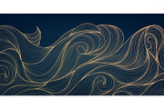 Water And Waves Golden Backgrounds, a Background Graphic by Marylia (Thumbnail 5 of 22)