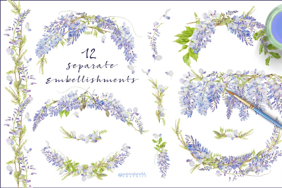 Wisteria - Design Pack, an Illustration by watercolorwild.graphics (Photo 5 of 7)
