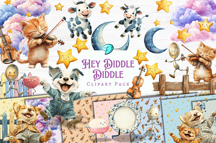 Hey Diddle Diddle Clipart Pack