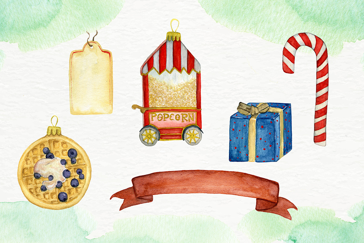 Christmas Edition Watercolor Set, a Seasonal Illustration by paperlions (Photo 2 of 4)