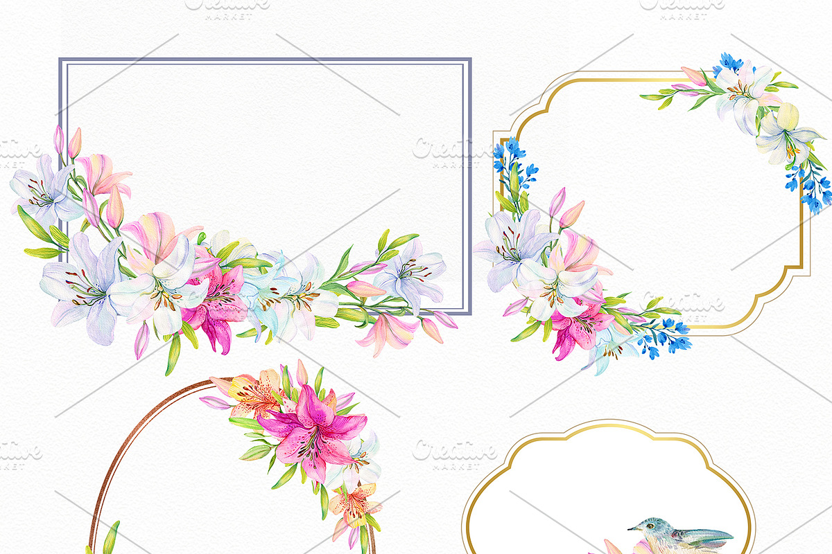 Lilies watercolor set, an Illustration by MitrushovaArt (Photo 4 of 14)