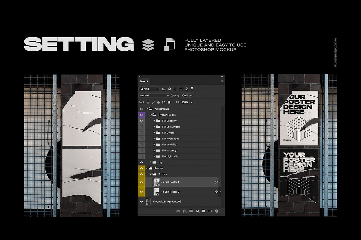 Urban Poster Wall Mockups, a Print Template by FLYERWRK (Photo 2 of 11)